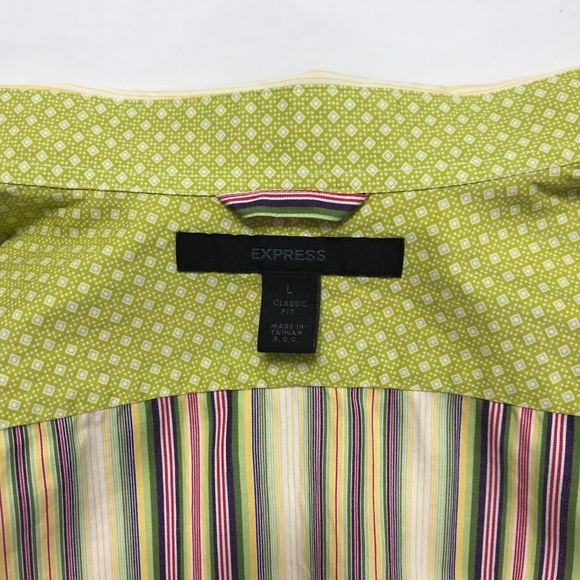 Express Men's Long Sleeve, Yellow Stripes - Picture 7 of 8